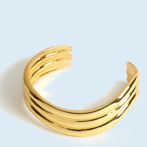 Madewell Jewelry - Madewell Gold Ribbed Wavy Cuff Bracelet/NWT